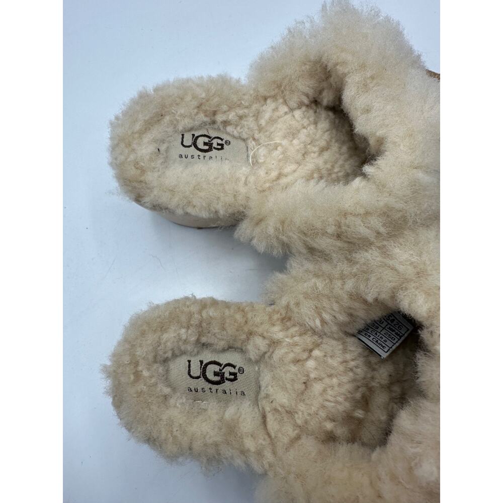 UGG 5426 Kalie Tan Suede Sheepskin Lined Clogs Size US 8 Studded Wood Sole - Picture 4 of 7